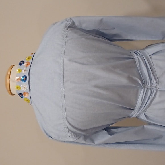 Lord & Taylor Sequined Collar Button Front Cotton Shirt Dress- Sz. Med - Picture 6 of 13